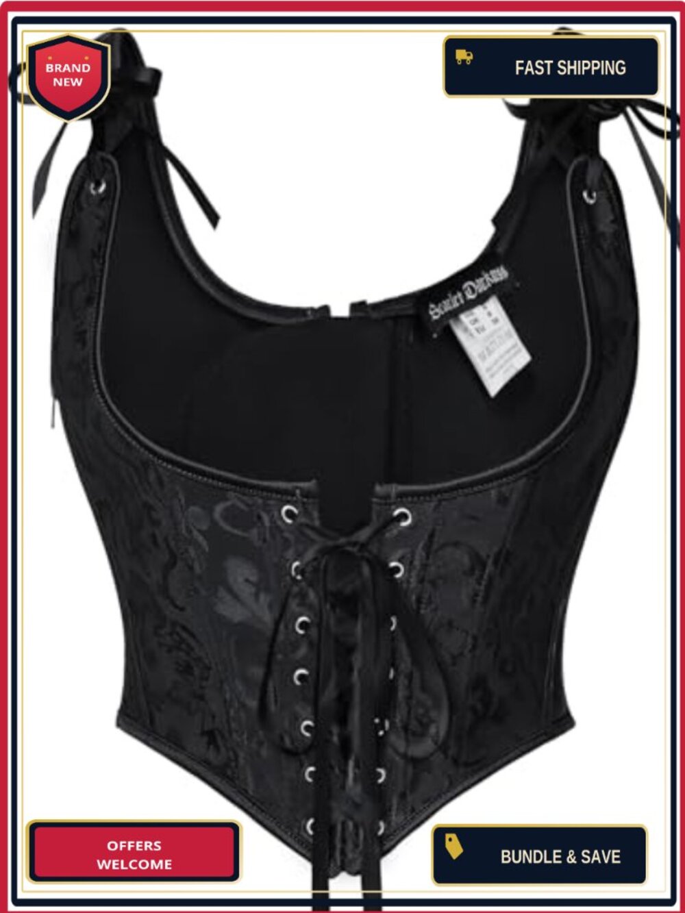 Renaissance Corset Top Women Underbust Jacquard Lace-Up Bustier